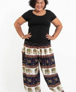 HaremPants.com Plus Size Elephant Bliss Women's Elephant Pants In Navy