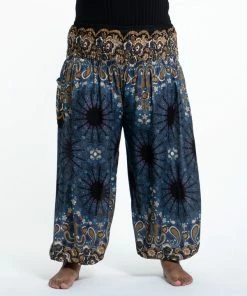 HaremPants.com Plus Size Paisley Mandalas Women's Harem Pants In Gray