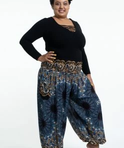 HaremPants.com Plus Size Paisley Mandalas Women's Harem Pants In Gray