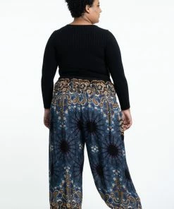 HaremPants.com Plus Size Paisley Mandalas Women's Harem Pants In Gray