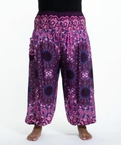 HaremPants.com Plus Size Paisley Mandalas Women's Harem Pants In Purple