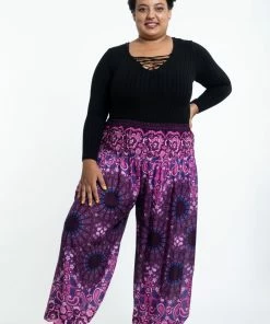 HaremPants.com Plus Size Paisley Mandalas Women's Harem Pants In Purple