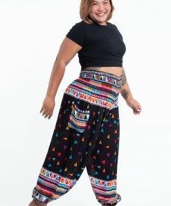 HaremPants.com Plus Size Triangles Women's Harem Pants In Black