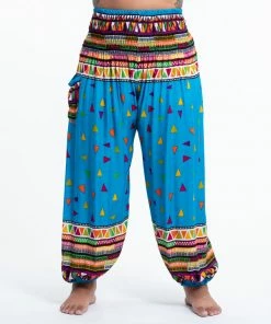HaremPants.com Plus Size Triangles Women's Harem Pants In Ocean Blue