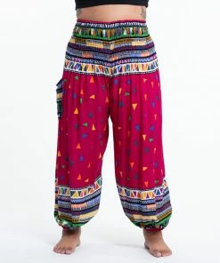 HaremPants.com Plus Size Triangles Women's Harem Pants In Pink
