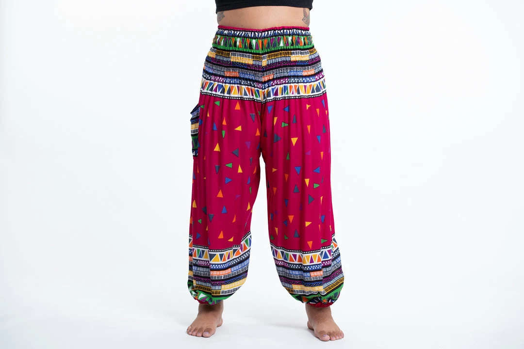 HaremPants.com Plus Size Triangles Women's Harem Pants In Pink 4 HaremPants.com Plus Size Triangles Women's Harem Pants In Pink