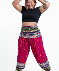HaremPants.com Plus Size Triangles Women's Harem Pants In Pink