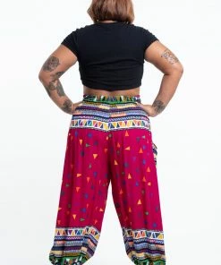 HaremPants.com Plus Size Triangles Women's Harem Pants In Pink 9 HaremPants.com Plus Size Triangles Women's Harem Pants In Pink
