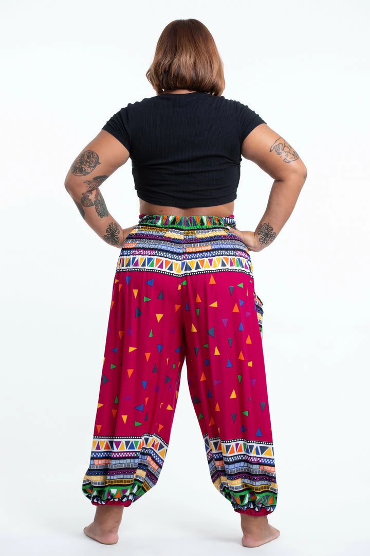 HaremPants.com Plus Size Triangles Women's Harem Pants In Pink 6 HaremPants.com Plus Size Triangles Women's Harem Pants In Pink