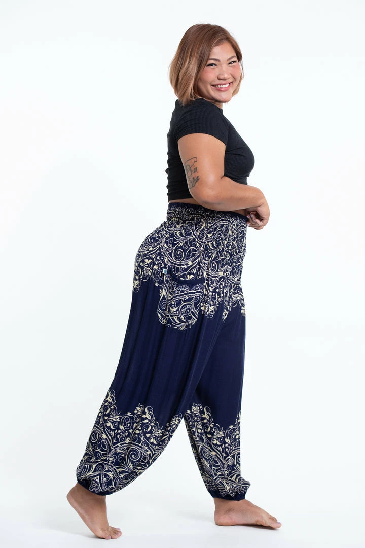 HaremPants.com Plus Size Vines Women's Harem Pants In Blue 5 HaremPants.com Plus Size Vines Women's Harem Pants In Blue