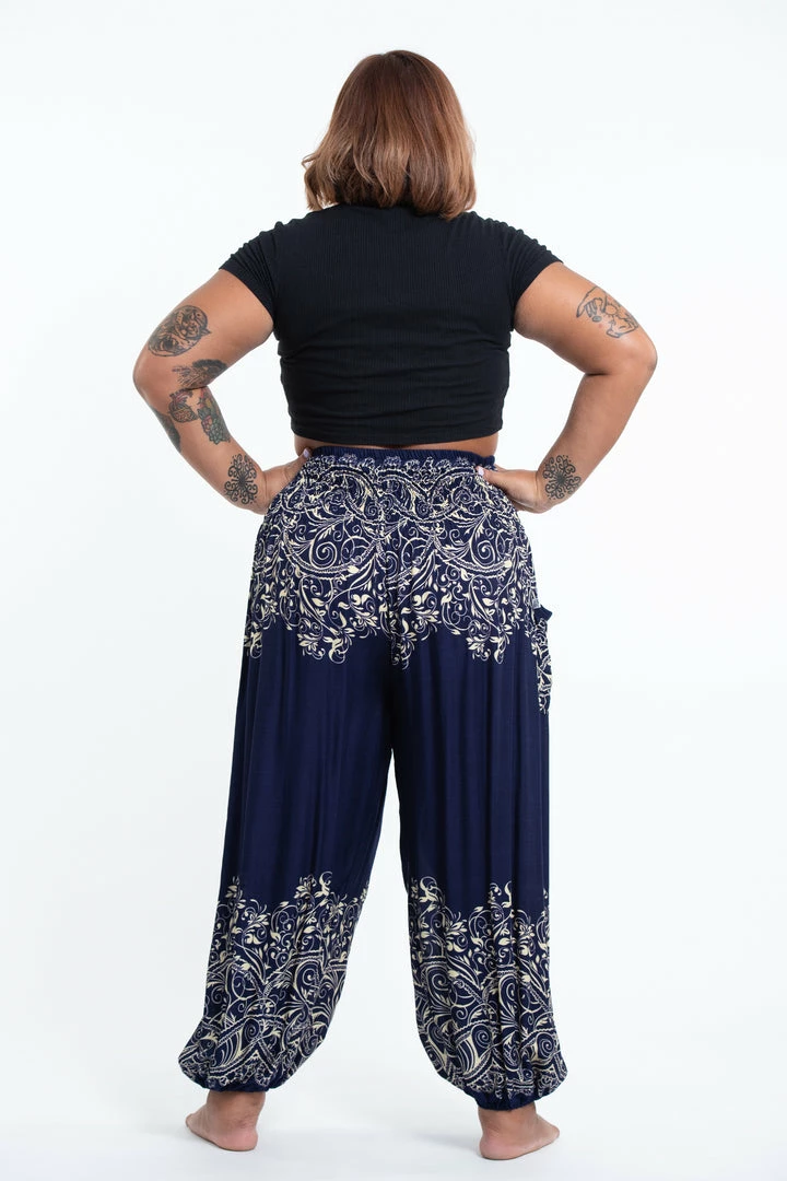 HaremPants.com Plus Size Vines Women's Harem Pants In Blue 6 HaremPants.com Plus Size Vines Women's Harem Pants In Blue
