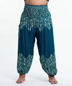 HaremPants.com Plus Size Vines Women's Harem Pants In Turquoise