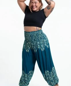 HaremPants.com Plus Size Vines Women's Harem Pants In Turquoise