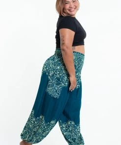 HaremPants.com Plus Size Vines Women's Harem Pants In Turquoise