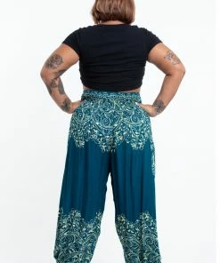 HaremPants.com Plus Size Vines Women's Harem Pants In Turquoise