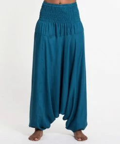 HaremPants.com Women's Solid Color Jumpsuit Harem Pants In Aqua Blue