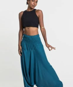 HaremPants.com Women's Solid Color Jumpsuit Harem Pants In Aqua Blue