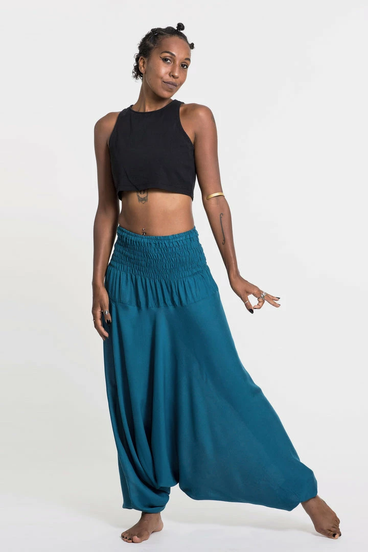 HaremPants.com Women's Solid Color Jumpsuit Harem Pants In Aqua Blue 3 HaremPants.com Women's Solid Color Jumpsuit Harem Pants In Aqua Blue