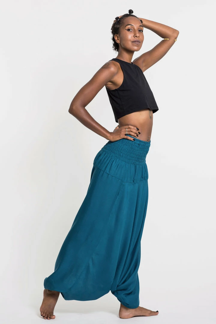 HaremPants.com Women's Solid Color Jumpsuit Harem Pants In Aqua Blue 5 HaremPants.com Women's Solid Color Jumpsuit Harem Pants In Aqua Blue