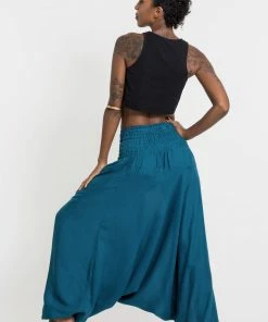 HaremPants.com Women's Solid Color Jumpsuit Harem Pants In Aqua Blue 9 HaremPants.com Women's Solid Color Jumpsuit Harem Pants In Aqua Blue