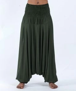 HaremPants.com Solid Color Jumpsuit Harem Pants In Dark Green