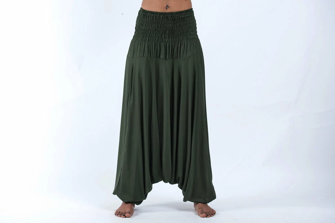 HaremPants.com Solid Color Jumpsuit Harem Pants In Dark Green 4 HaremPants.com Solid Color Jumpsuit Harem Pants In Dark Green