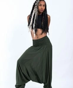 HaremPants.com Solid Color Jumpsuit Harem Pants In Dark Green