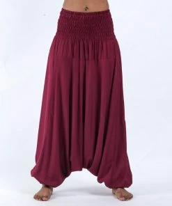 HaremPants.com Solid Color Jumpsuit Harem Pants In Red Women's