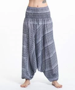 HaremPants.com Aztec Stripes Jumpsuit Harem Pants In Gray Women's