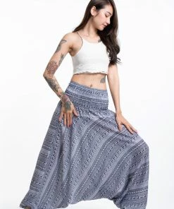 HaremPants.com Aztec Stripes Jumpsuit Harem Pants In Gray Women's