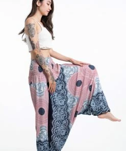 HaremPants.com Geometric Mandalas Jumpsuit Harem Pants In Pink Blue