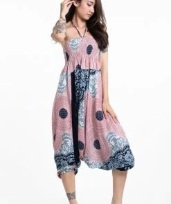 HaremPants.com Geometric Mandalas Jumpsuit Harem Pants In Pink Blue