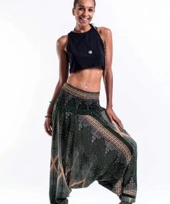 HaremPants.com Women's Diamond Peacock Jumpsuit Harem Pants In Green