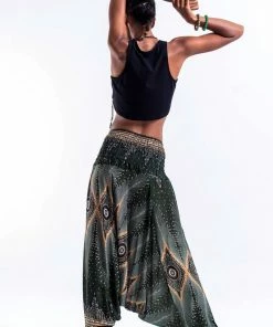 HaremPants.com Women's Diamond Peacock Jumpsuit Harem Pants In Green