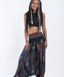 HaremPants.com Peacock Eye Jumpsuit Harem Pants In Navy Women's