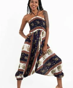 HaremPants.com Elephant Bliss Jumpsuit Elephant Pants In Navy Women's