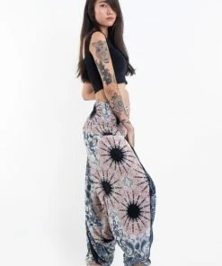 HaremPants.com Women's Paisley Mandalas Jumpsuit Harem Pants In Silver Gray