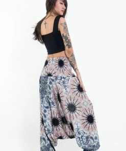 HaremPants.com Women's Paisley Mandalas Jumpsuit Harem Pants In Silver Gray