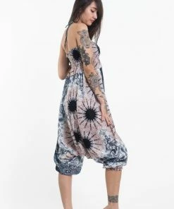 HaremPants.com Women's Paisley Mandalas Jumpsuit Harem Pants In Silver Gray