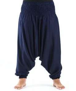HaremPants.com Plus Size Solid Color Drop Crotch Women's Harem Pants In Blue