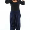 HaremPants.com Plus Size Solid Color Drop Crotch Women's Harem Pants In Blue