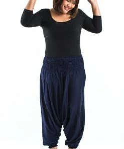 HaremPants.com Plus Size Solid Color Drop Crotch Women's Harem Pants In Blue