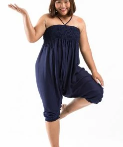 HaremPants.com Plus Size Solid Color Drop Crotch Women's Harem Pants In Blue