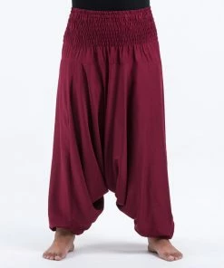 HaremPants.com Plus Size Solid Color Drop Crotch Women's Harem Pants In Red