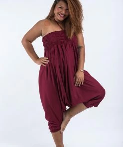 HaremPants.com Plus Size Solid Color Drop Crotch Women's Harem Pants In Red