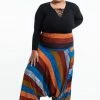 HaremPants.com Plus Size Boho Rust Striped Drop Crotch Women's Harem Pants