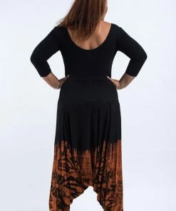 HaremPants.com Plus Size Tie Dye Drop Crotch Women's Harem Pants In Black 05