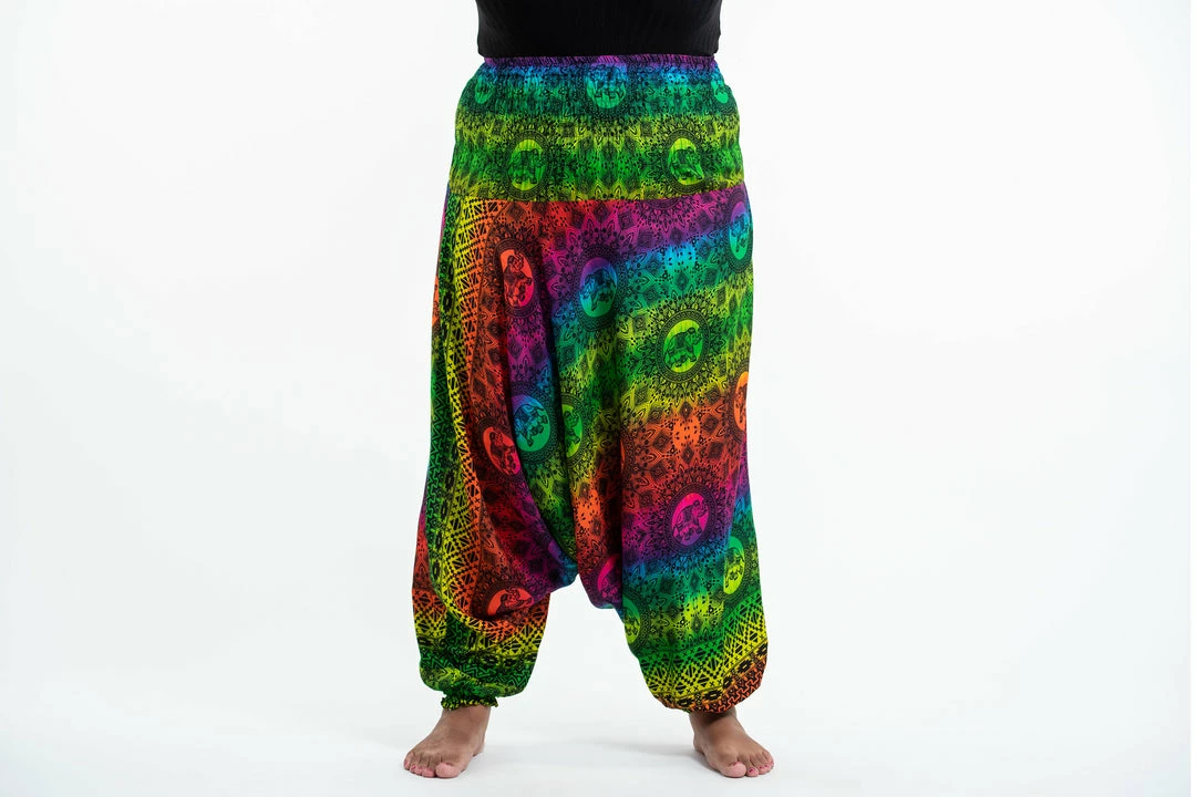HaremPants.com Plus Size Rainbow Elephant Drop Crotch Women's Harem Pants In Green 4 HaremPants.com Plus Size Rainbow Elephant Drop Crotch Women's Harem Pants In Green