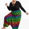 HaremPants.com Plus Size Rainbow Elephant Drop Crotch Women's Harem Pants In Green