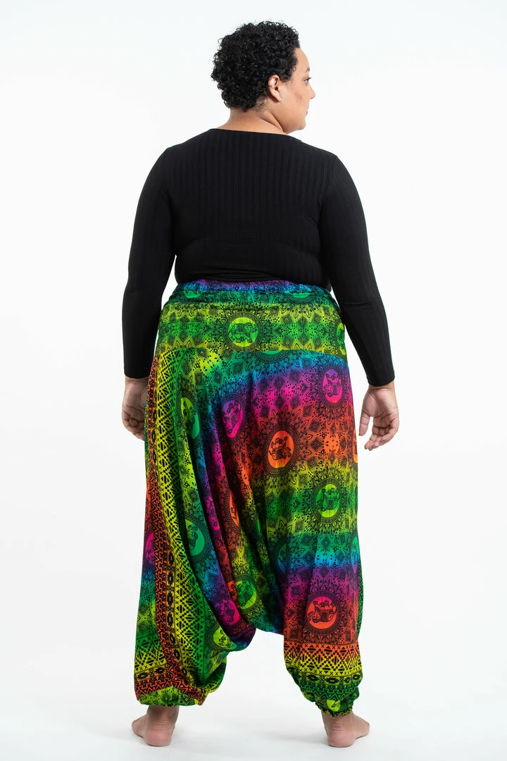 HaremPants.com Plus Size Rainbow Elephant Drop Crotch Women's Harem Pants In Green 6 HaremPants.com Plus Size Rainbow Elephant Drop Crotch Women's Harem Pants In Green